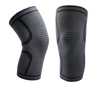SUPERWSLING Rodilleras Sport Pro 2 Pack L - Comodidad transpirable con soporte elástico (negro/gris) - Soporte de banda para fitness, correr y uso diario