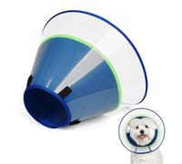 Supet Collar de cono para perros con almohadilla suave, collar de recuperación transparente de Elizabeth para perros para detener lamer después de cirugías, castración y lesiones (Blue-S)