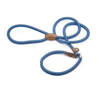 Supet Correa para perros grandes con tope de tracción, correa de moxon, duradera y suave, trenzada, con collar, correa ajustable para perros pequeños, medianos y grandes (azul, S)