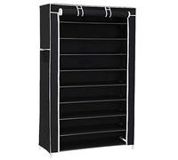 Supfine - Estantería para zapatos de tela de 9 niveles, mueble de almacenamiento con funda protectora, zapatos de deporte, tacones altos, zapatillas, marco de metal (negro, 88 x 28 x 160 cm -9 niveles