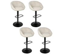 Supfine - Juego de 4 taburetes para bar de cocina, de mezcla de lino, ajustable en altura, giratoria con reposapiés, silla para isla central, encimera, bar, comedor (beige, 4 piezas)