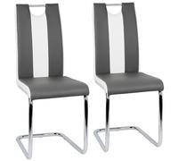 Supfine - Silla de comedor, juego de 2 sillas de cocina, diseño moderno, acero cromado, respaldo alto, cómodo, asiento ergonómico, revestimiento (gris oscuro + blanco, 2 unidades)