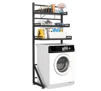 Supfirm Estante de almacenamiento de 3 niveles de altura ajustable para lavadora, organizador de almacenamiento grande para ahorrar espacio (negro)