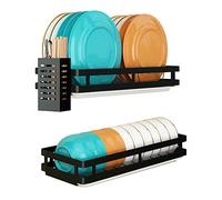SUPFIRM Estante de secado de platos de acero inoxidable montado en la pared, cesta de almacenamiento de frutas y verduras con escurridor (2 niveles)