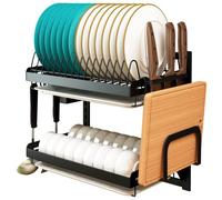 Supfirm Estante para secar Platos de Acero Inoxidable montado en la Pared, Cesta de Almacenamiento para Colgar Palillos, Jaula para Cuchillos, Organizador de Utensilios (2 Niveles)