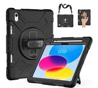 SUPFIVES Funda para iPad de 10ª generación 2022, Protector de Silicona Resistente de Grado Militar Mejorado para iPad de 10ª generación de 10.9 Pulgadas 2022, Soporte Giratorio + asa + Correa para el