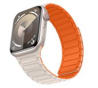 Suphart Correas Compatible con Correa Apple Watch 42mm 41mm 40mm 38mm, Correa Magnética de Silicona Suave para iWatch SE Serie 10 9 8 7 6 5 4 3 2 1, Luz Estelar-Naranja