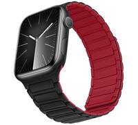 Suphart Correas Compatible con Correa Apple Watch 42mm 41mm 40mm 38mm, Correa Magnética de Silicona Suave para iWatch SE Serie 10 9 8 7 6 5 4 3 2 1, Negro Rojo