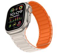 Suphart Correas Compatible con Correa Apple Watch 49mm 46mm 45mm 44mm 42mm, Correa Magnética de Silicona Suave para iWatch Ultra 2 Ultra SE Serie 10 9 8 7 6 5 4 3 2 1, Luz Estelar-Naranja