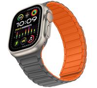 Suphart Correas Compatible con Correa Apple Watch 49mm 46mm 45mm 44mm 42mm, Correa Magnética de Silicona Suave para iWatch Ultra 2 Ultra SE Serie 10 9 8 7 6 5 4 3 2 1, Gris Naranja