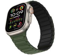 Suphart Correas Compatible con Correa Apple Watch 49mm 46mm 45mm 44mm 42mm, Correa Magnética de Silicona Suave para iWatch Ultra 2 Ultra SE Serie 10 9 8 7 6 5 4 3 2 1, Verde Negro