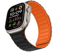 Suphart Correas Compatible con Correa Apple Watch 49mm 46mm 45mm 44mm 42mm, Correa Magnética de Silicona Suave para iWatch Ultra 2 Ultra SE Serie 10 9 8 7 6 5 4 3 2 1, Negro Naranja