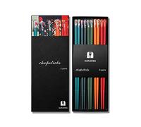 SUPJOYES 5 Pares de Palillos de Fibra de Vidrio: Japoneses Reutilizables Aptos para Lavavajillas, Juego de Regalo Colorido Con Diferentes Patrones Asiáticos, Antideslizantes