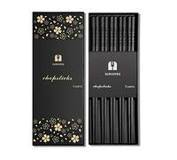 SUPJOYES 5 pares de palillos de fibra de vidrio, palillos japoneses reutilizables, aptos para lavavajillas, palillos antideslizantes de 24 cm