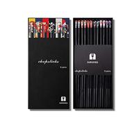 SUPJOYES 6 pares de palillos de fibra de vidrio: palillos japoneses reutilizables aptos para lavavajillas, juego de regalo con diferentes patrones asiáticos, antideslizante