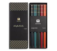 SUPJOYES - Palillos reutilizables de fibra de vidrio, multicolor, estilo chino, aptos para lavavajillas, juego de regalo de 5 pares