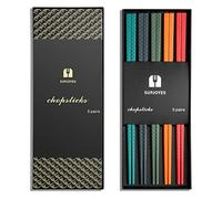 SUPJOYES Palillos reutilizables de fibra de vidrio, palillos coloridos para picar, 5 pares, aptos para lavavajillas, 9.5 pulgadas