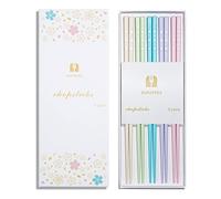 SUPJOYES Set de 5 pares de palillos reutilizables de fibra de vidrio, multicolor, aptos para lavavajillas, 24 cm