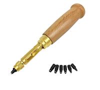 Supkeyer Perforadora de agujeros de tornillo ajustable, herramienta de cuero para encuadernación, perforadora de papel, perforadora de manualidades, 6 tamaños de puntas de 1,5 mm, 2 mm, 2,5 mm, 3 mm,