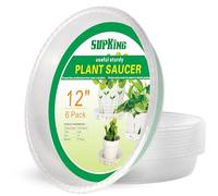 SupKing Platillos para Plantas, Paquete de 6 bandejas de Goteo de plástico Resistentes de 12 Pulgadas, platillo Transparente Duradero, Bandeja Impermeable Interiores y Exteriores (12