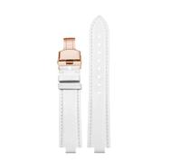 SUPKOUMKBG 19 * 10mm 21 * 12mm boca reloj Starp reloj pulsera de cuero genuino(B-White-RG Fold,21x12mm)