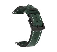 SUPKOUMKBG Correa de cuero retro vintage de 18 mm, 20 mm, 22 mm y 24 mm for Huawei GT2 3(Green,20MM_SILVER BUCKLE)