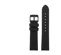 SUPKOUMKBG Nylon Leather Watch Strap Black Shield Watchband 20 22mm 24mm Bracelet(Black-black pin,24mm)