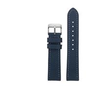 SUPKOUMKBG Nylon Leather Watch Strap Black Shield Watchband 20 22mm 24mm Bracelet(Blue-steel pin,20mm)
