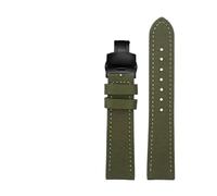 SUPKOUMKBG Nylon Leather Watch Strap Black Shield Watchband 20 22mm 24mm Bracelet(Green black Folding,20mm)