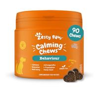 Suplemento calmante Zesty Paws para Perros | Alivio de ansiedad | Relajación y Estrés | Ashwagandha, Té Verde y L-Triptófano | Tabletas calmantes para Perros | 90 Piezas