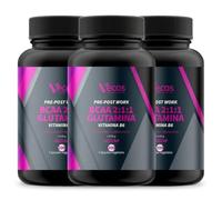 Suplemento Deportivo Pre y Post Workout | BCAA 2:1:1 + Glutamina + Vitamina B6 | Contribuye al Crecimiento y la Recuperación Muscular (600 Cápsulas (3 Botes))