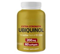 Suplemento natural CoQ10 y antioxidante 200 mg, sin OMG, sin gluten, 60 cápsulas blandas,