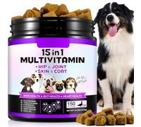Suplementos De Vitaminas Multivitamínicas para Perros,15 En 1 Tabletas Masticables Multivitamínicas Esenciales Naturales| Ayuda con La Función del Cerebro,El Corazón Y Las Articulaciones(75G, 30Pcs)