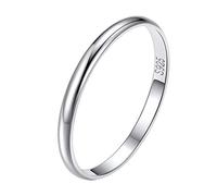 Suplight Anillo Mujer Plata de Ley 925 Talla 25 Anillos Delgados Planos Anillos Minimalistas de Compromiso Alianza Joyería Moderna de Cumpleaños