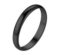 Suplight Anillos de Plata de Ley 3mm Anillo de Compromiso Anillo Fino Plata Anillos Negros de Pareja Tamaño 9.25