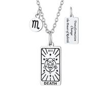 Suplight Colgantes Militares Colgante Tarot Plata La Muerte Collares Acero Inoxidable Mujer Dorado Cadena 45cm+5cm