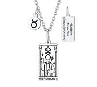 Suplight Collar Militar Hombre Colgante Tarot El Sumo Sacerdote El Papa Hierofante Collar Acero Mujer Cadena 45cm+5cm