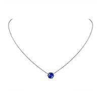 Suplight Collar Mujer Colgante Plata de Ley 925 Piedras Natales Zafiro Azul Septiembre Colgante Piedra Mujeres Redondos Pequeños de Circón Joyerías Delicadas Regalos para cumpleaños
