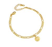 Suplight Joyería Zodiáco de Verano Disco Medalla Dorada de Piscis Tobilleras Mujeres con Cadenas Doradas Fígaro de Muchachas Regalo Familia