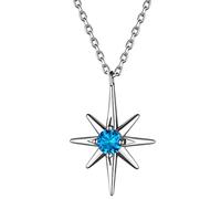 Suplight Joyerías para Mujeres Estrella de Norte Colgantes Delicados de Piedras de Nacimiento Diciembre Zafiro Azul Collares Modernos Plata de Ley 925 para Parejas