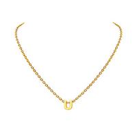 Suplight Letras Alfabetos U Collar Minimalista para Mujeres Regalo para San Valentín Colgantes Pequeños Deliciosas de Latón con Cadena Fina Colores Dorados
