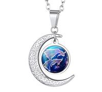 Suplight Luna Sol Signo Piscis Horóscopo Regalo Cumpleaños Aniversario Collar Medalla Acero Inoxidable 316L de Madres