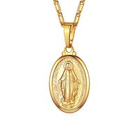 Suplight Medalla Milagrosa de Madre María Collares Dorados de Latón Regalo Amuleto de Protección Joyerías Vintage para Familias