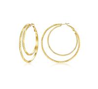 Suplight Pendientes Mujeres de Aros Doble Acero Inoxidable 316L Chapado en Oro 14K Pendientes Aro Oro Grandes 60mm Joyerías de Moda Regalo para Mujer