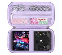 Supmay Carrying Case Compatible with R36 Max Retro Handheld Game Console, Video Game Console Travel Bag with Mesh Pocket for Charging Cable, TF Card, Manual, Purple