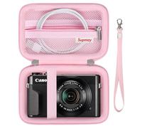 Supmay Caso de Viaje Duro para cámara Digital Canon Powershot G7 X Mark II / G7 X Mark III, Bolso de Almacenamiento Protector con Bolsillo de Malla de Cremallera para batería, Cable de Carga, Rosa