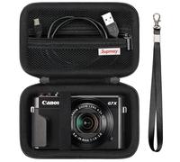 Supmay Caso de Viaje Duro para cámara Digital Canon Powershot G7 X Mark II / G7 X Mark III, Bolso de Almacenamiento Protector con Bolsillo de Malla de Cremallera para batería, Cable de Carga, Negro