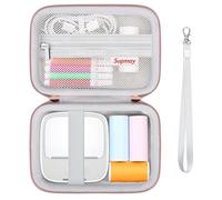 Supmay Estuche rígido para mini impresora Memoking - Impresora térmica portátil T02 sin tinta, caja de almacenamiento con bolsillo de malla para rollo de papel térmico T02, cable USB, color blanco