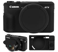 Supmay Funda de cámara para cámara digital Canon Powershot G7 X Mark II, bolsa protectora de silicona suave, cubierta de lente extraíble, funda de silicona suave para cámara, color negro