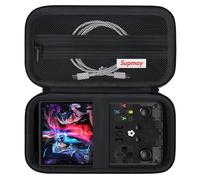 Supmay Funda de transporte compatible con consola de juegos de mano R36 Max retro, bolsa de viaje para consola de videojuegos con bolsillo de malla para cable de carga, tarjeta TF, manual, color negro